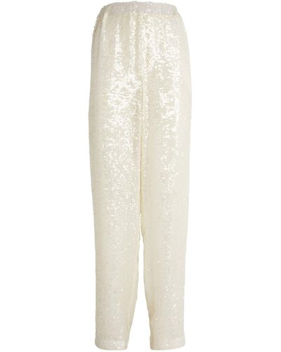 Delos Sequin-embellished Straight-leg Pants - White
