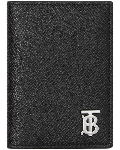 Burberry Leather Tb Monogram Folding Card Holder - Black