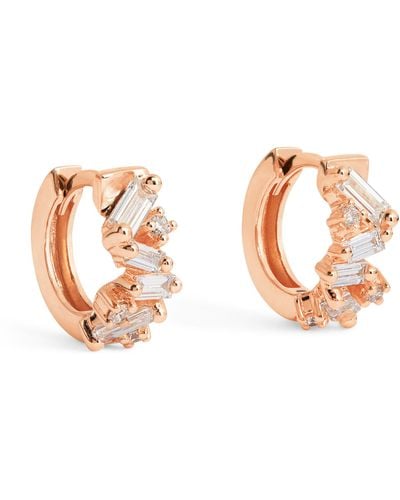 Suzanne Kalan Rose Gold And Diamond Fireworks Huggie Earrings - Multicolour