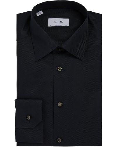 Eton Cotton Herringbone Shirt - Black