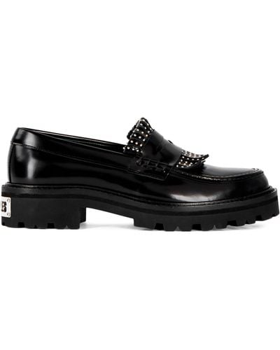 The Kooples Leather Studded Penny Loafers - Black