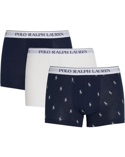 Polo Ralph Lauren Stretch-cotton Classic Trunks (pack Of 3) - Blue