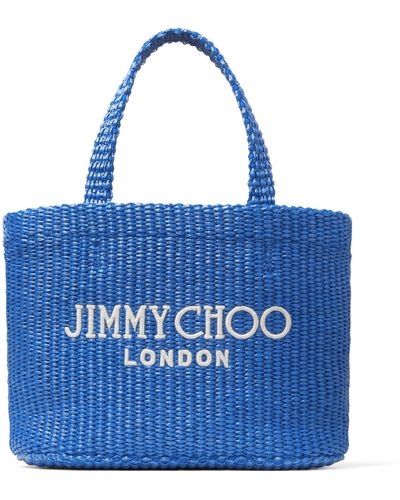 Jimmy Choo Mini Woven Beach Tote Bag - Blue