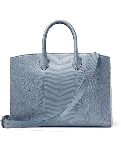 Aspinal of London Leather Madison Tote Bag - Blue