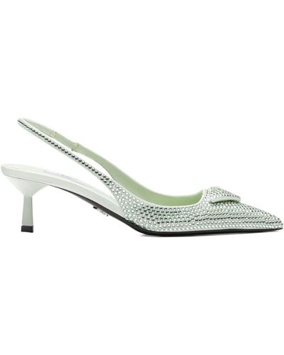 Prada Crystal-embellished Slingback Court Shoes 55 - White