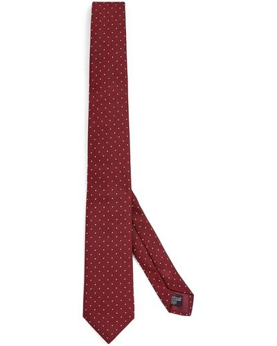 Giorgio Armani Silk Jacquard Polka Dot Tie - Red
