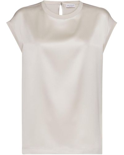 Brunello Cucinelli Silk T-shirt - White