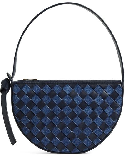 Bottega Veneta Mini Denim-leather Sunrise Top-handle Bag - Blue