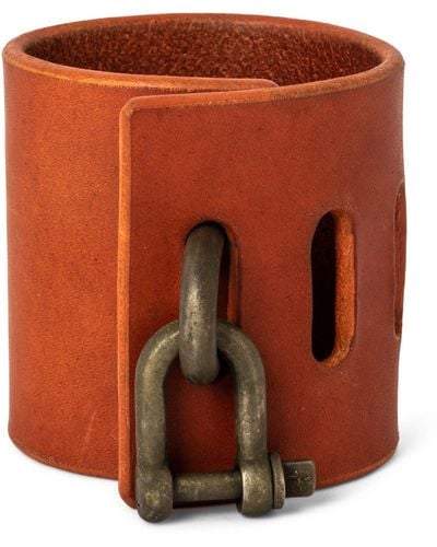 Parts Of 4 Leather And Bronze Restraint Charm Bracelet 70mm - Orange