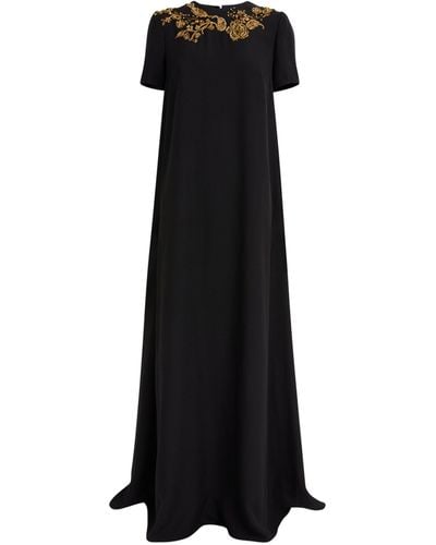 Monique Lhuillier Embellished Short-sleeve Gown - Black