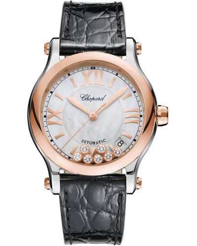 Chopard Rose Gold, Stainless Steel And Diamond Happy Sport Watch 36mm - Gray