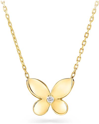Graff Mini Yellow Gold And Diamond Butterfly Necklace - Metallic