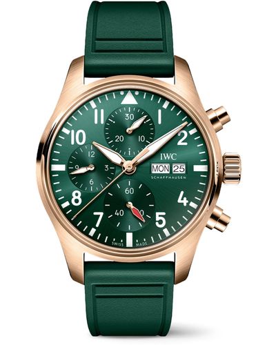 IWC Schaffhausen Rose Gold Pilot's Chronograph Watch 41mm - Green