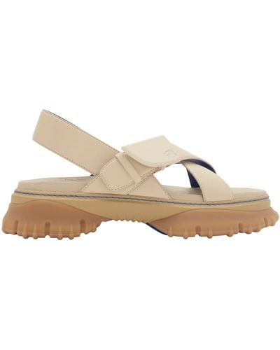Burberry Leather Pebble Sandals - Natural