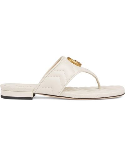 Gucci Leather Double G Marmont Sandals - White