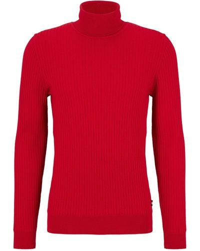 BOSS Wool Rollneck Sweater - Red