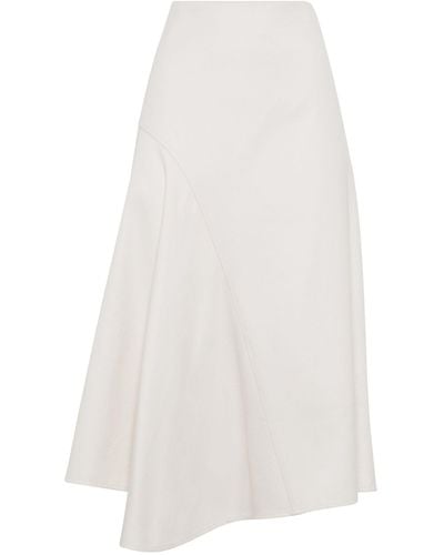 Brunello Cucinelli Stretch-cotton A-line Midi Skirt - White