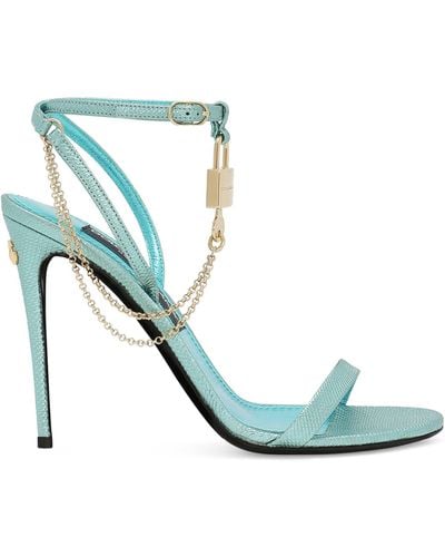 Dolce & Gabbana Karung Padlock Heeled Sandals - Blue