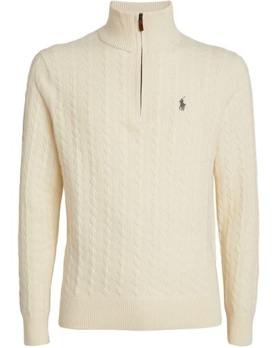 Polo Ralph Lauren Wool-cotton Quarter-zip Sweater - Natural