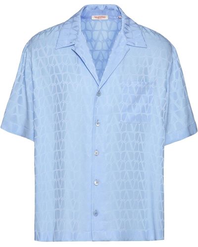 Valentino Silk Toile Iconographe Shirt - Blue