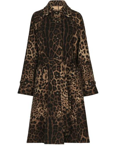 Dolce & Gabbana Belted Leopard-Print Wool Coat - Multicolor
