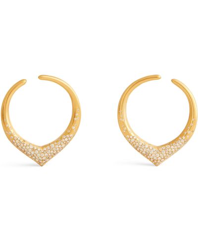 Nada Ghazal Yellow Gold And Diamond Doors Of Opportunity Medium Hoop Earrings - Metallic