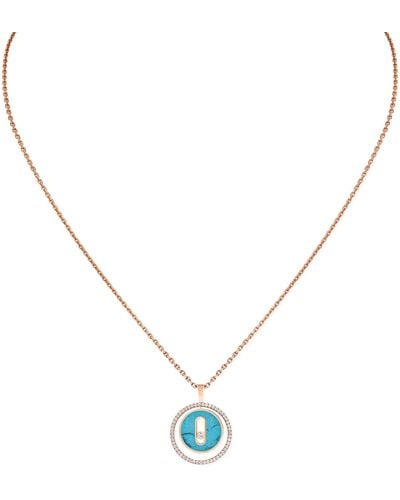 Messika Rose Gold, Diamond And Turquoise Lucky Move Necklace - Metallic