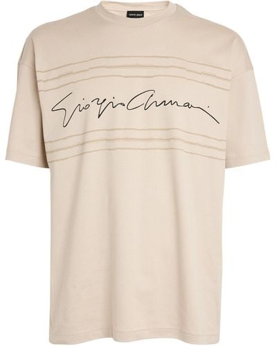 Giorgio Armani Signature Print T-shirt - Natural