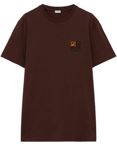 Loewe Embroidered-logo T-shirt - Brown
