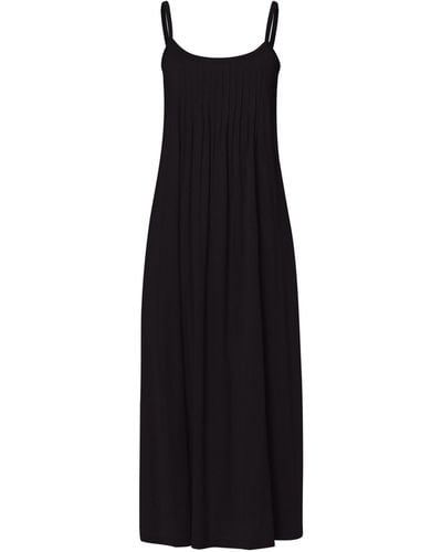 Hanro Cotton Juliet Long Spaghetti Dress - Black