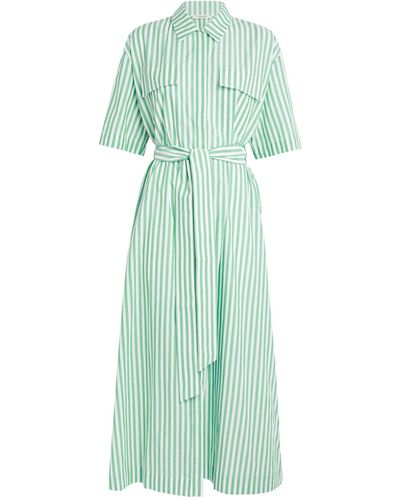 Asceno Cotton Striped Amina Dress - Green