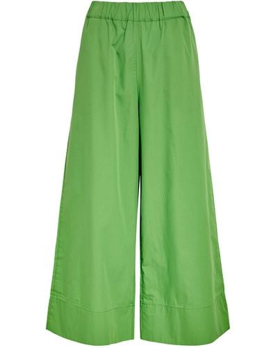 MAX&Co. Cotton Poplin Cropped Trousers - Green