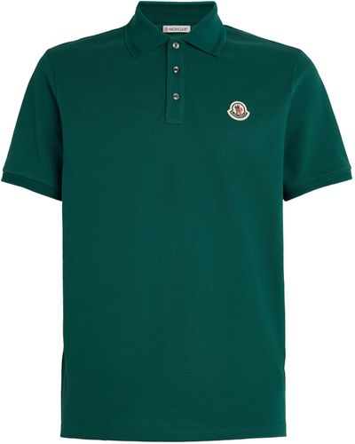 Moncler Piqué Logo-patch Polo Shirt - Green