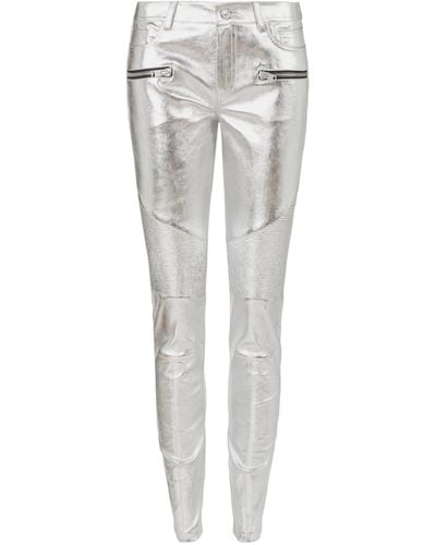 AllSaints Metallic Suri Biker Jeans - Gray