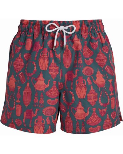 Derek Rose Printed Maui Swim Shorts - Red