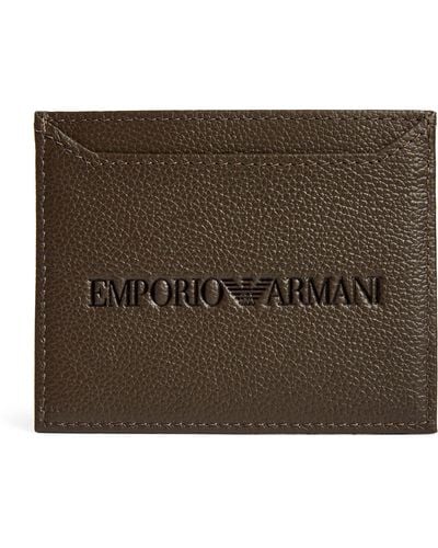Emporio Armani Leather Logo Card Holder - Brown