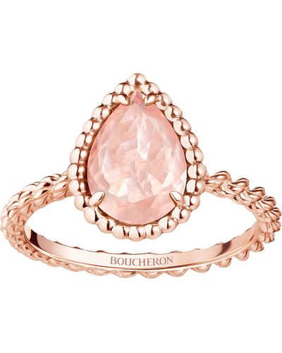 Boucheron Rose Gold And Pink Quartz Serpent Bohème Ring