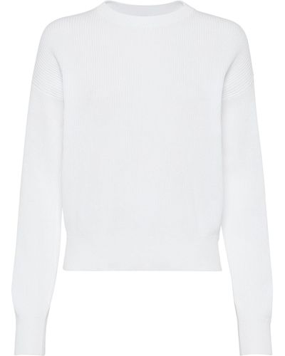 Brunello Cucinelli Cotton Rib-knit Sweater - White