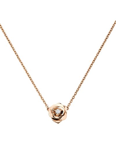 Piaget Rose Gold And Diamond Rose Pendant Necklace - Metallic