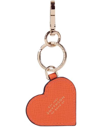 Smythson Leather Heart Keyring - Red