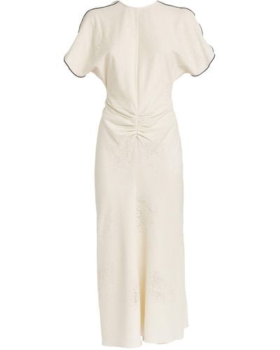 Victoria Beckham Gathered-waist Lace-detail Dress - White