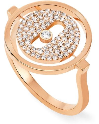 Messika Rose Gold And Diamond Lucky Move Ring - White