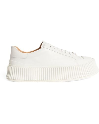 Jil Sander Leather Flatform Low-top Sneakers - White