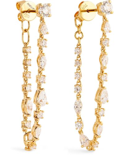 Anita Ko Yellow Gold And Diamond Loop Earrings - Metallic