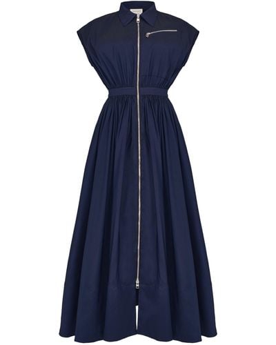 Alexander McQueen Short-sleeve Midi Dress - Blue