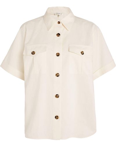FRAME Cotton-blend Short-sleeve Shirt - White