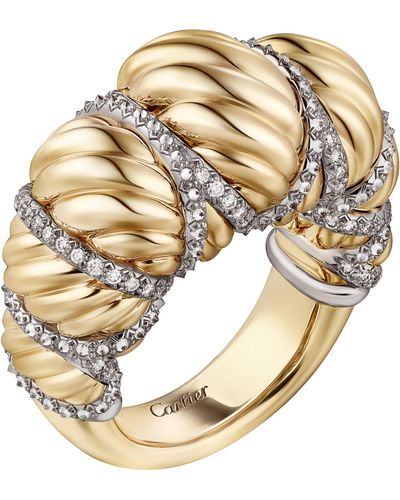 Cartier Yellow Gold And Diamond Libre Tressage Ring - Metallic