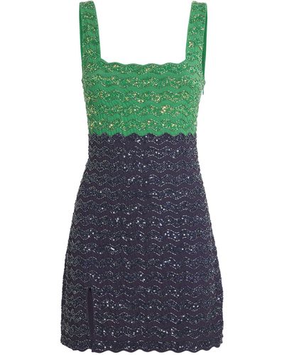 STAUD Embellished La Sable Mini Dress - Green