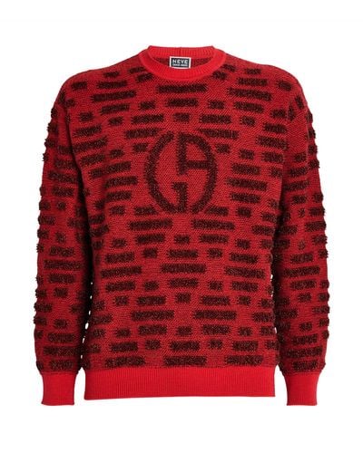 Giorgio Armani Logo-jacquard Sweater - Red