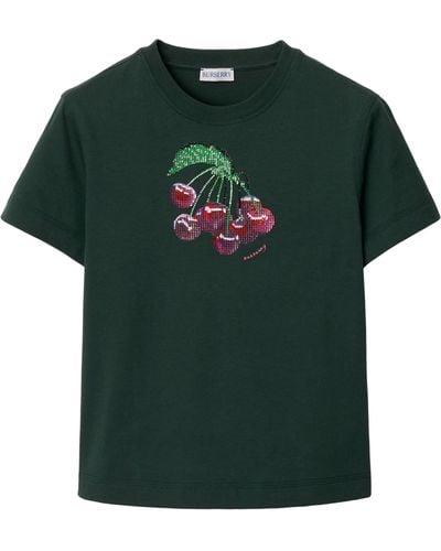 Burberry Crystal-embellished Cherry T-shirt - Green